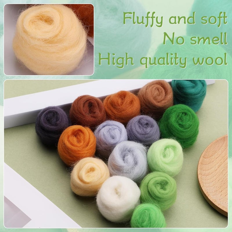 Mayboos 15 Colors Fiber Wool Yarn, Fiber Wool Yarn Roving, Spinning Wool Roving for Needle Felting, DIY Hand Spinning, Needle Felting Wool Craft, 3g/Color - Image 3